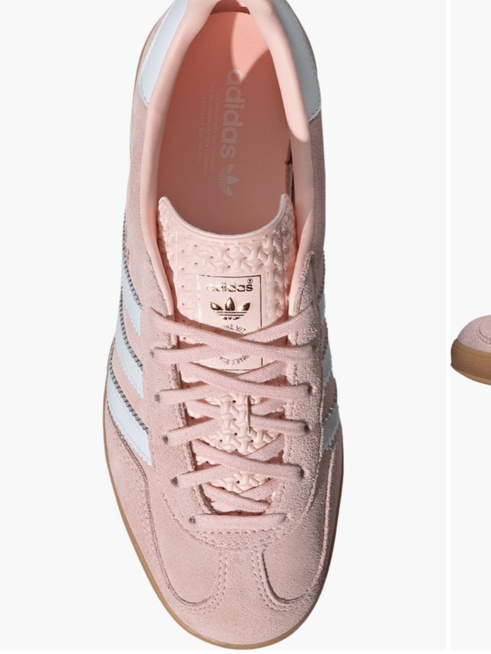 adidas Gazelle Women's Blush Pink Suede Sneakers with White Stripes - Picture 3 of 12